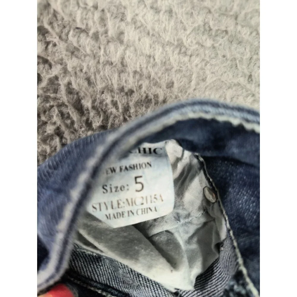Miss Chic USA Bling Skinny Stretch‎ Flap Pocket Jeans Womens Juniors 5 Waist 29